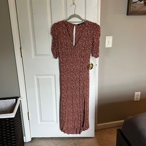Abercrombie and Fitch Polka Dotted Midi Dress. Burnt orange